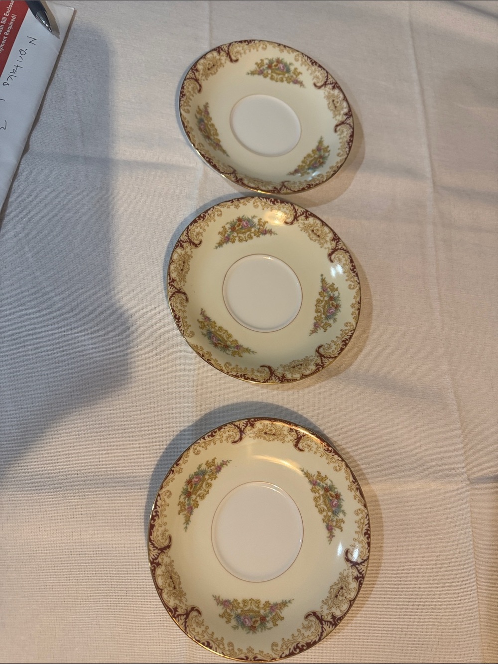 Mortals Japan antique Elegant Cream and Gold Floral Saucer - Set of 3